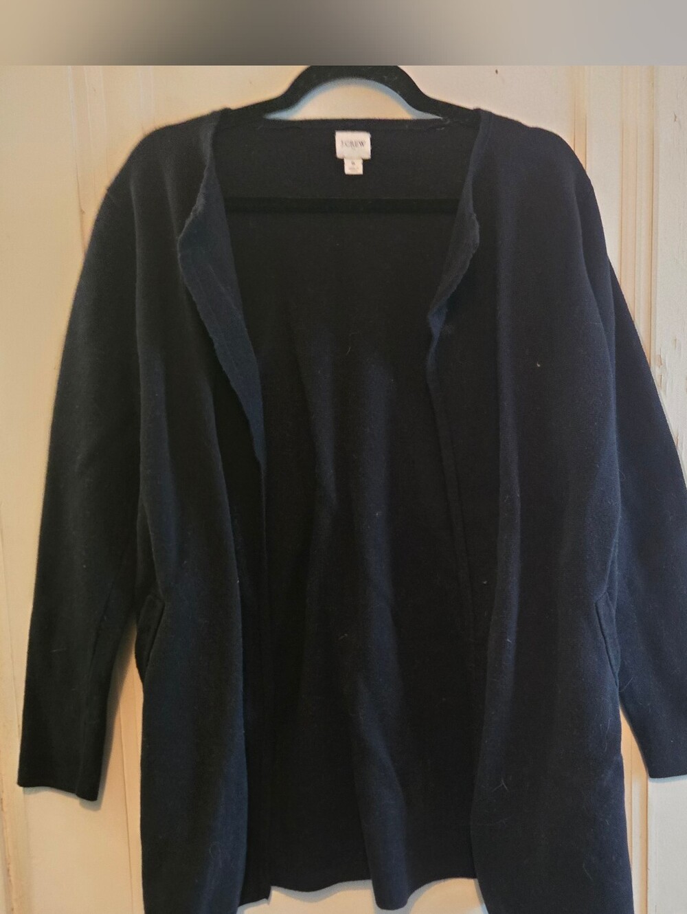 J Crew Brand 100% Cotton Black Cardigan With Pockets Size Small